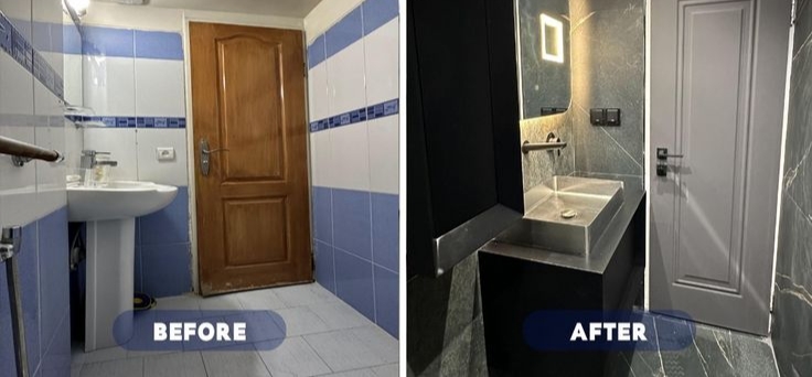 کاشی‌کاری سرویس بهداشتی با کاشی ضد رطوبت