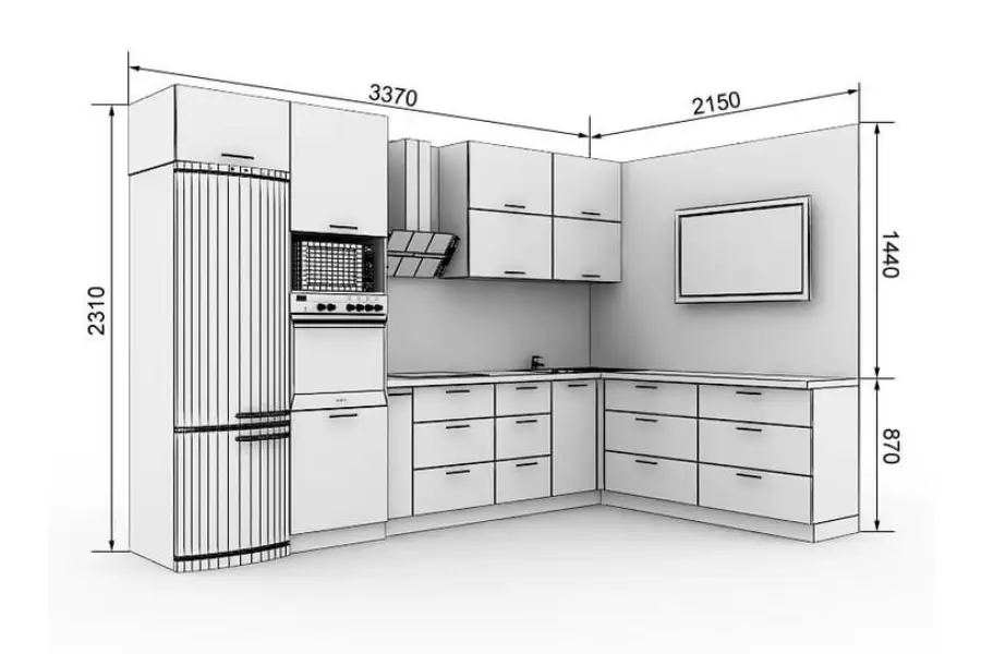 اندازه گیری مساحت اشپزخانه و کابینت